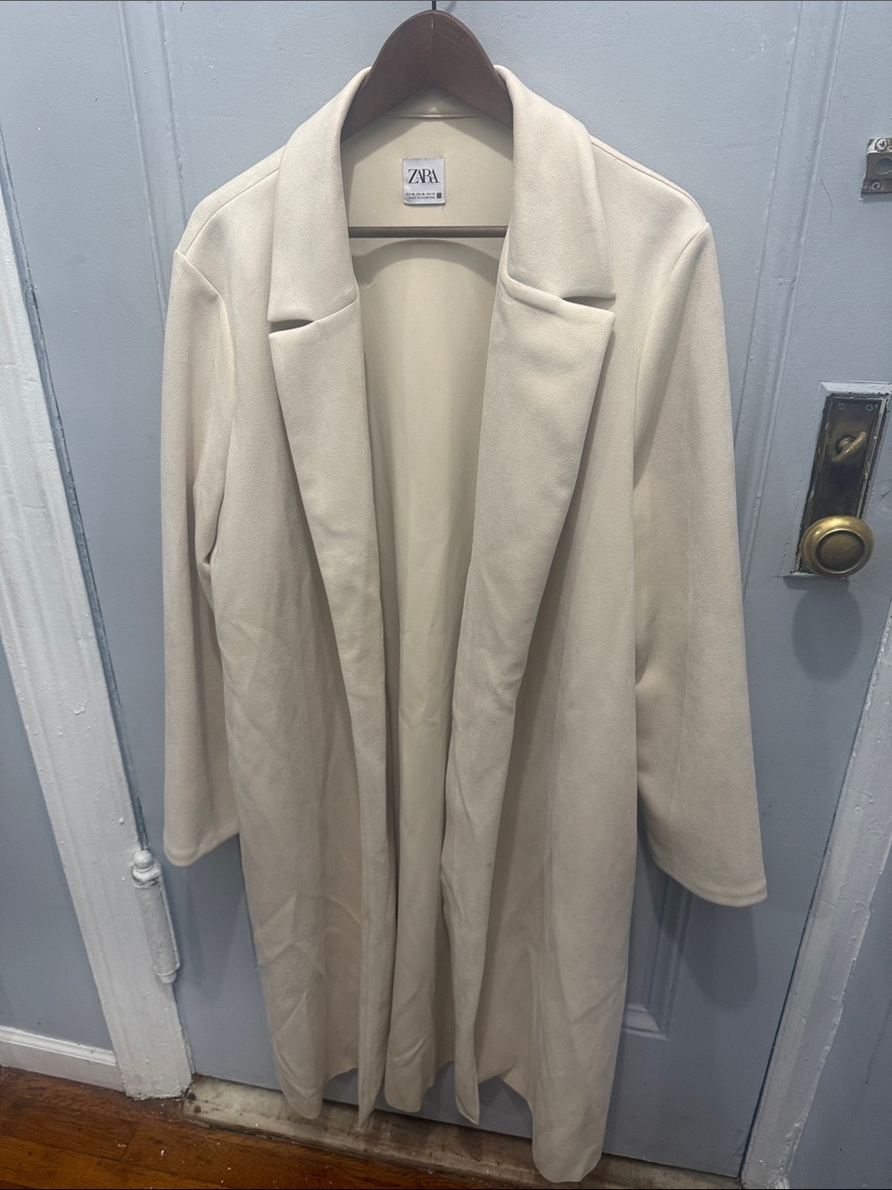 ZARA Beige Open-Front Long Coat